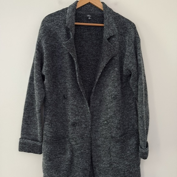 Lulus Cuddle Club Black Marled Long Sleeve Coatigan Open Front Size M - Picture 6 of 12